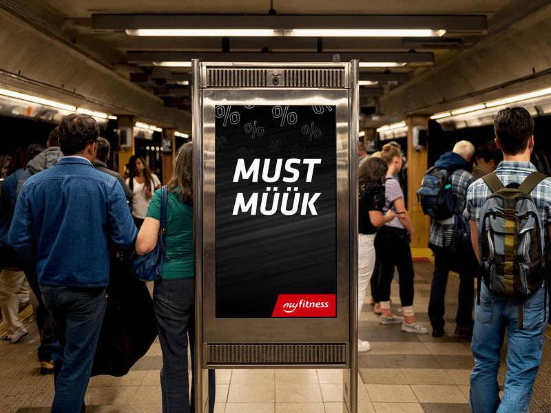 myfitness black friday campaign vertical LED display video mock-up